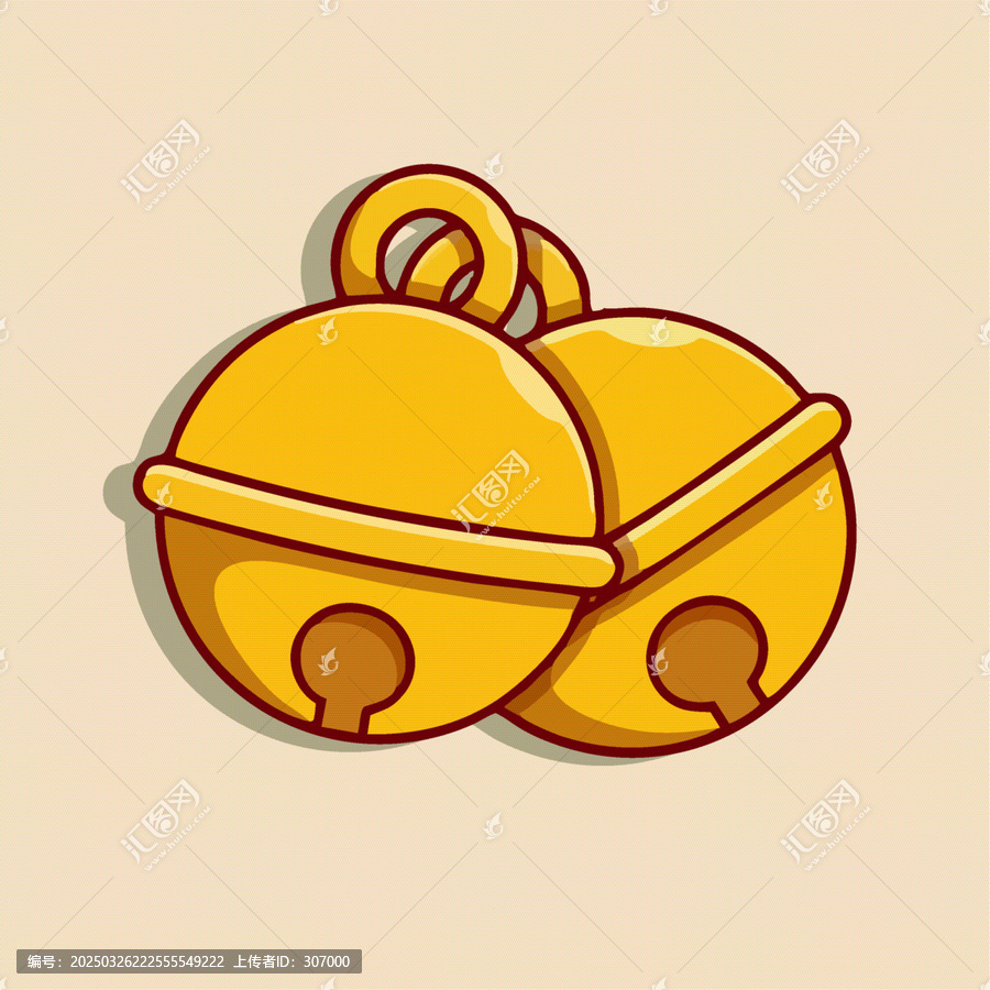 帶掛環(huán)的金色雙鈴鐺圖案