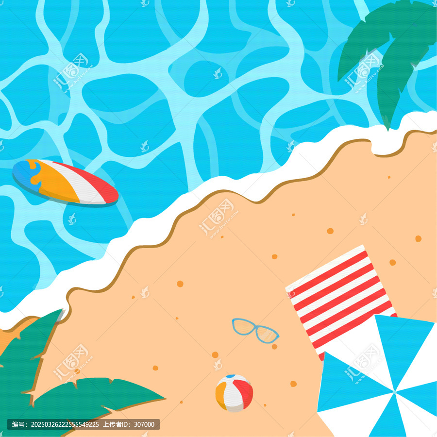夏日海邊沙灘的休閑場景