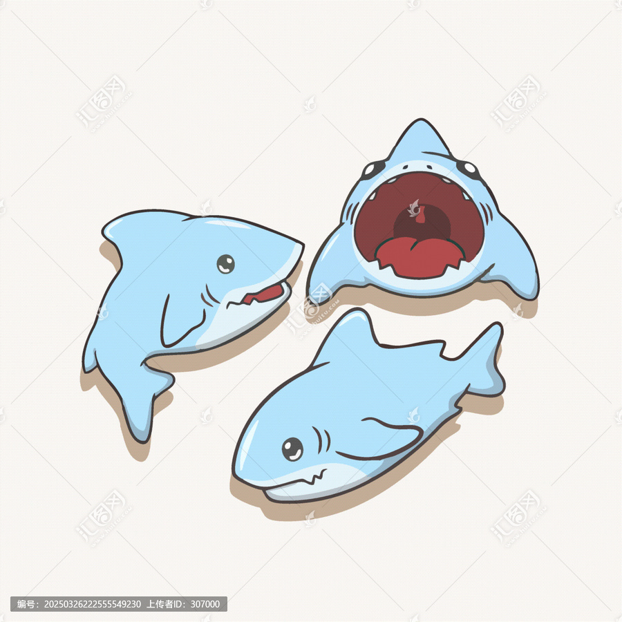 三只小鯊魚(yú)插畫(huà)