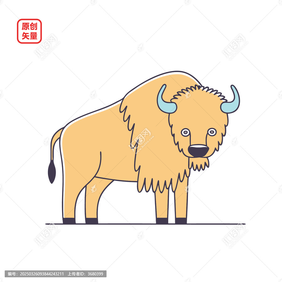 矢量插圖動(dòng)物卡通美洲野牛