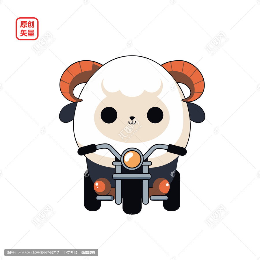 矢量插圖動(dòng)物卡通騎三輪摩托車山羊