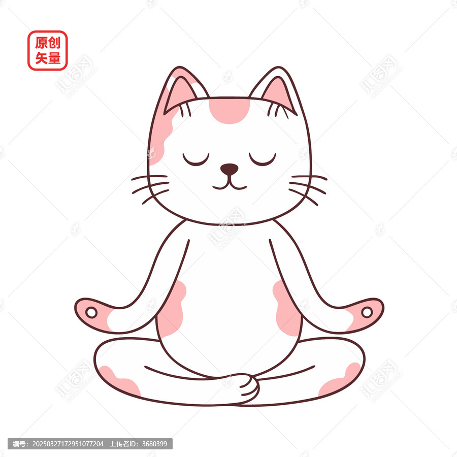 矢量插圖動(dòng)物簡(jiǎn)約打坐小貓
