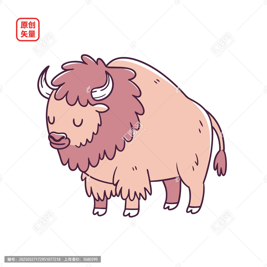 矢量插圖動物卡通美洲野牛