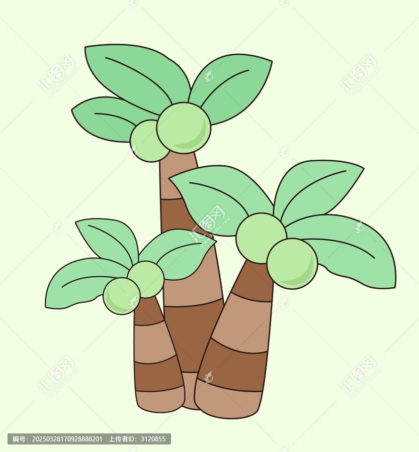 卡通椰子樹印花圖案