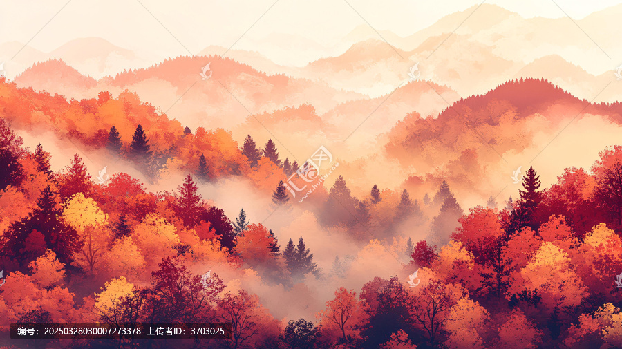 森林云霧深山秋色