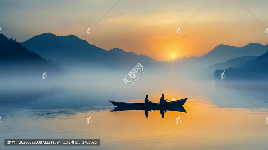 一葉扁舟破曉煙