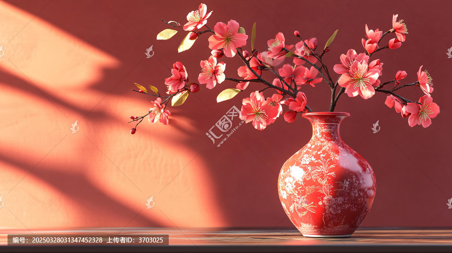粉彩春瓶