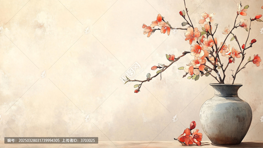中式插花裝飾畫