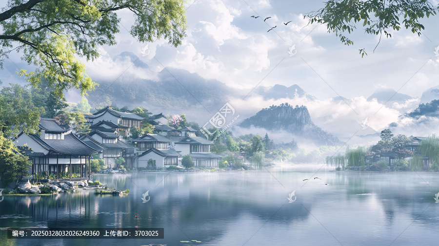 山水樓閣雅致意境風(fēng)