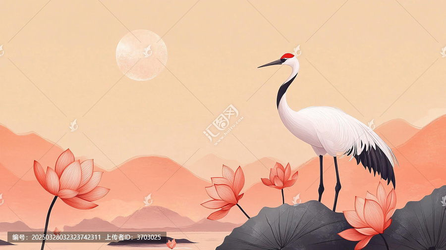 旭日東升仙鶴