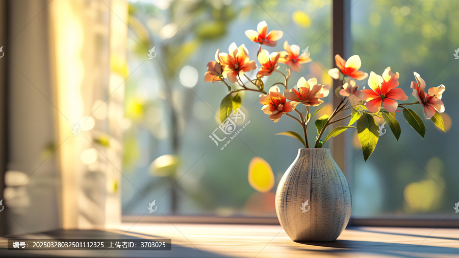 窗臺(tái)上擺放的花