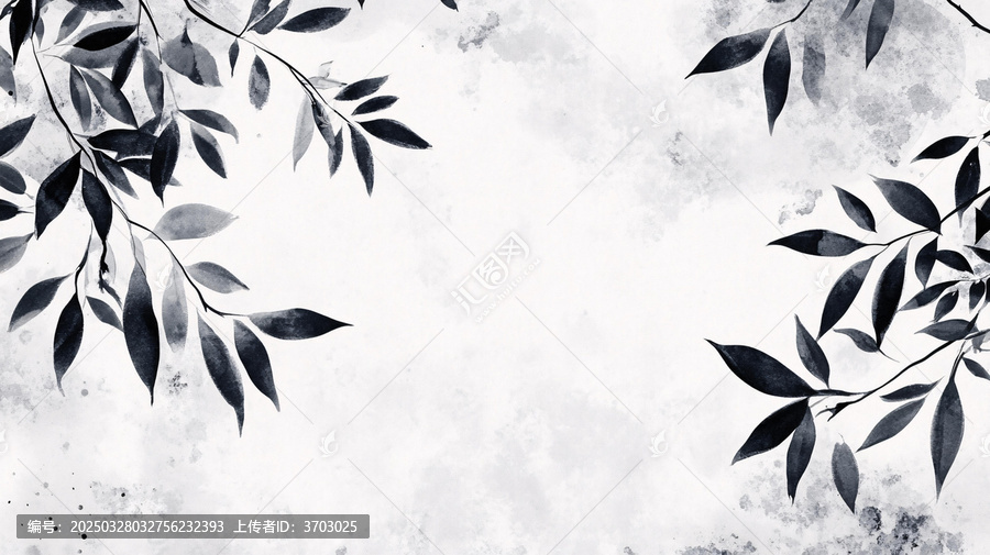 藍(lán)調(diào)花鳥(niǎo)樹(shù)枝背景