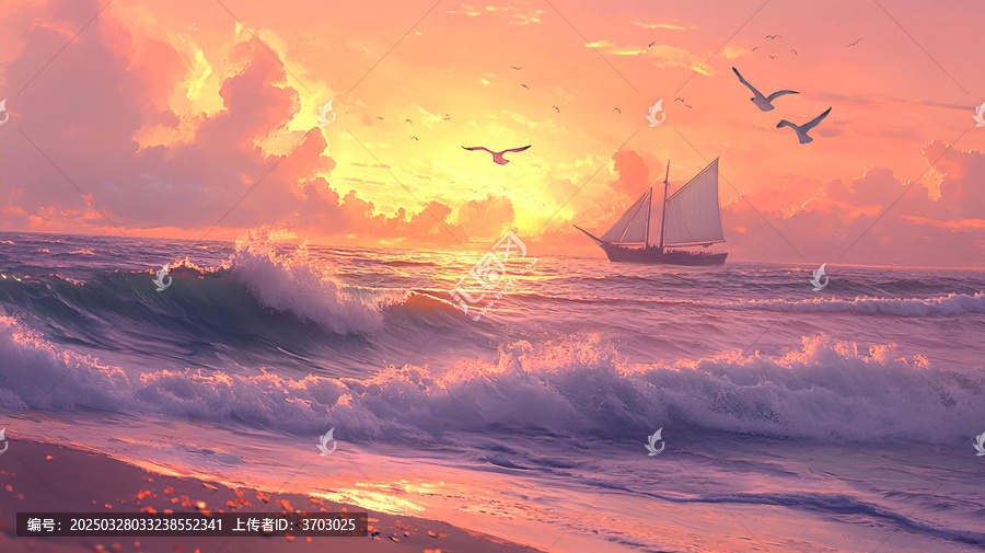 海上落日