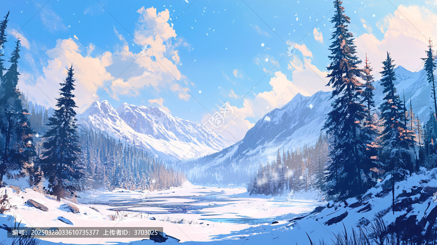 雪山原畫
