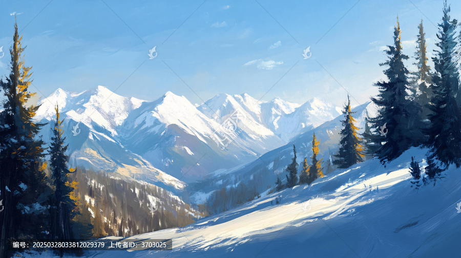 雪山原畫