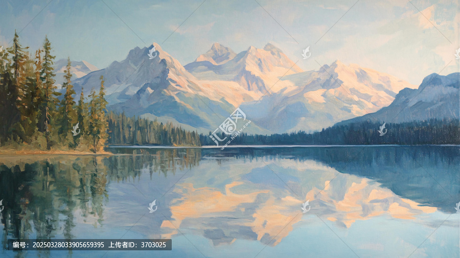 彩繪山水水墨