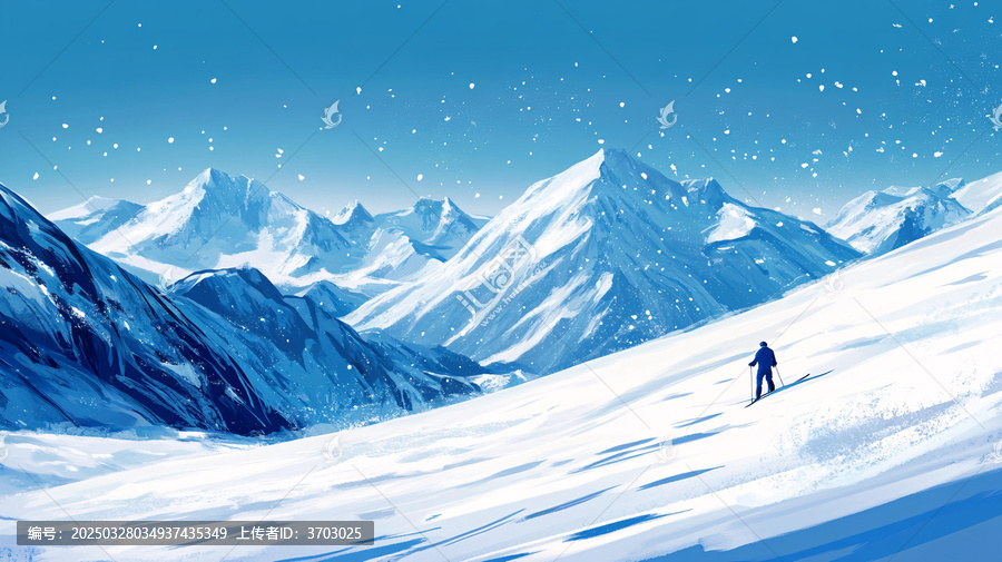 冬季戶外登山雪景