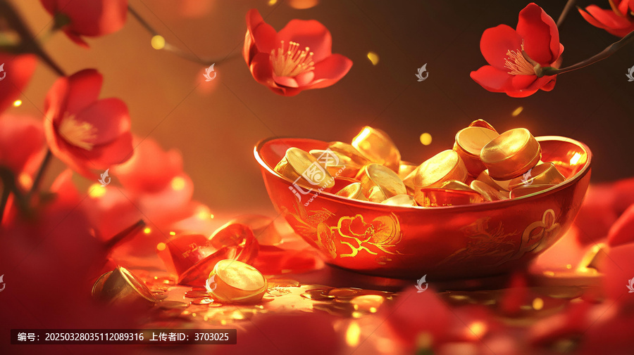 金元寶花卉背景