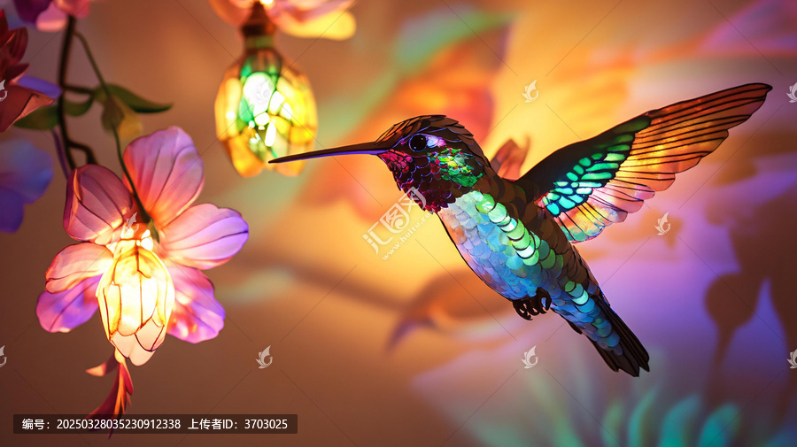夕陽下的蜂鳥