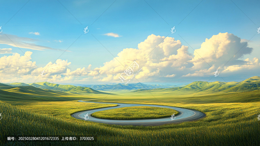 草原蜿蜒河流