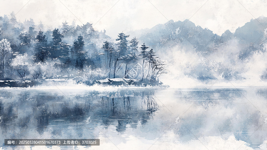 磨砂山水意境畫