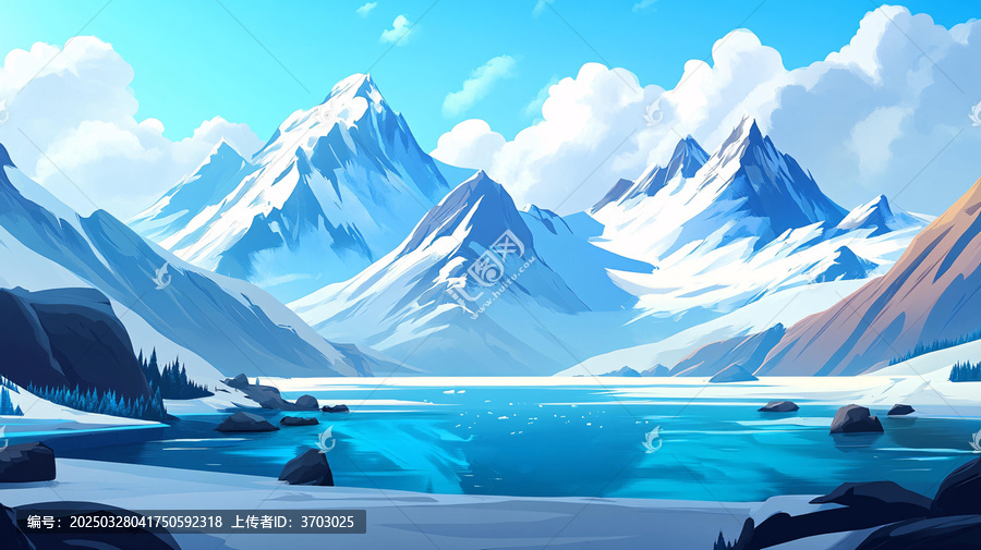 雪山原畫