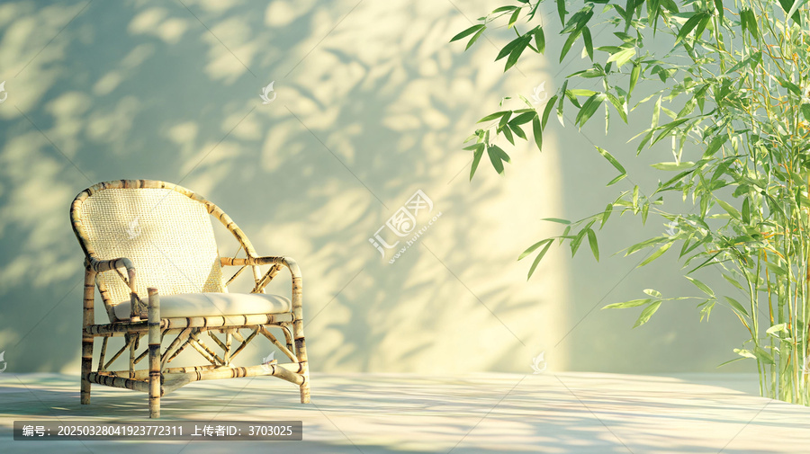 竹椅與花卉靜物