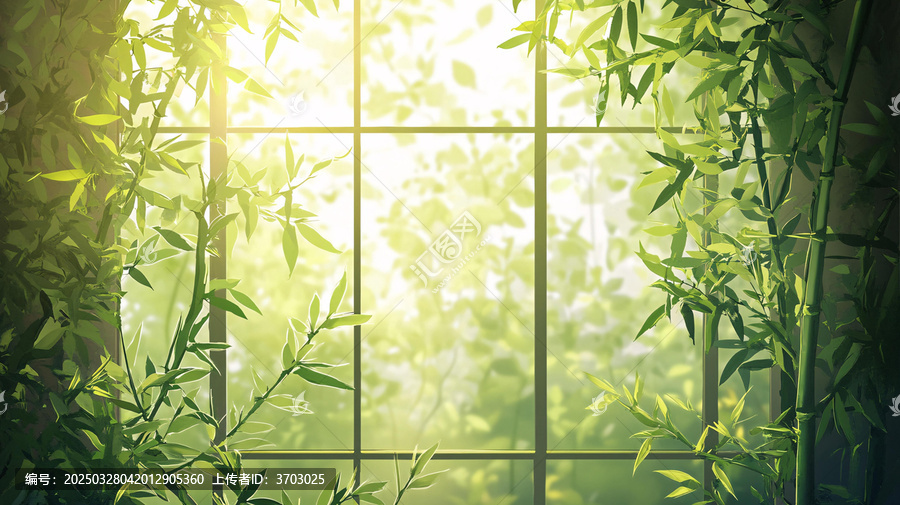 窗外竹景茂密竹林
