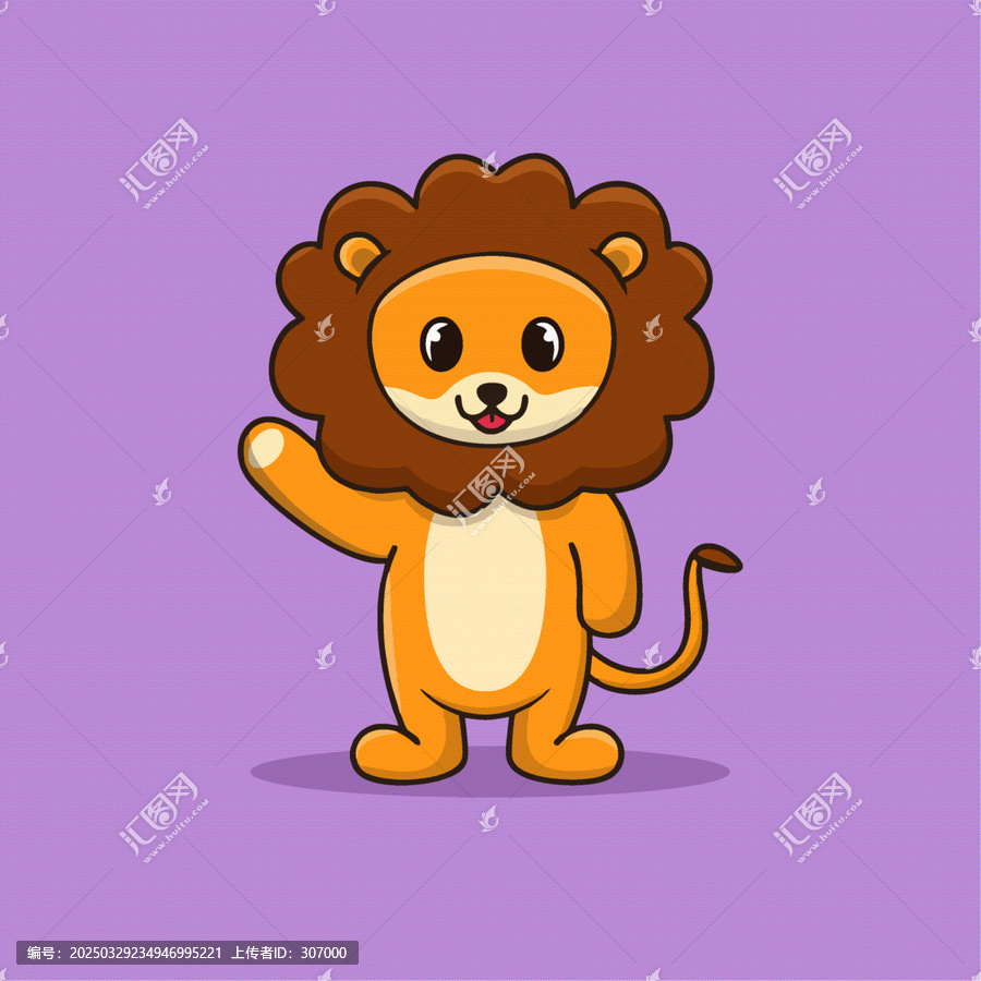 揮手的卡通獅子圖標(biāo)