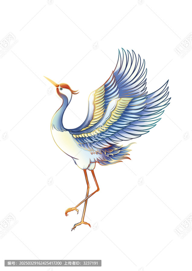 國風(fēng)仙鶴插畫元素