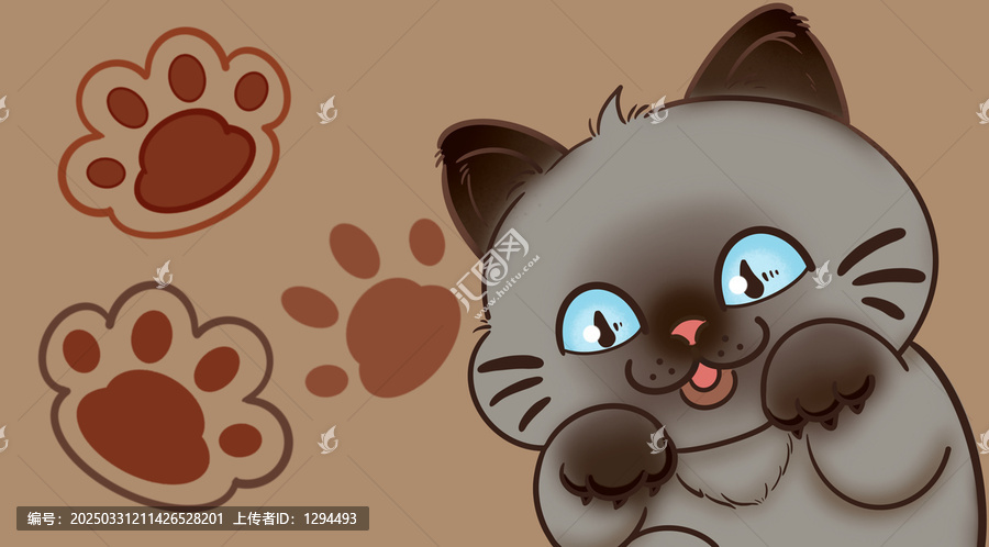 大臉貓卡通插畫地墊兒