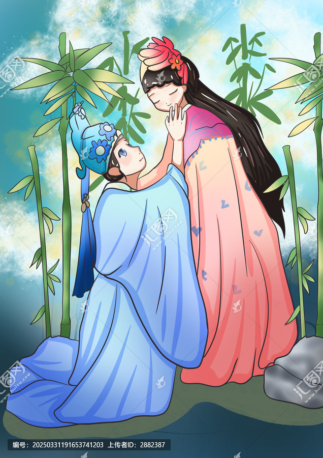 梁山伯祝英臺梁祝手繪插畫得知祝英臺要結婚