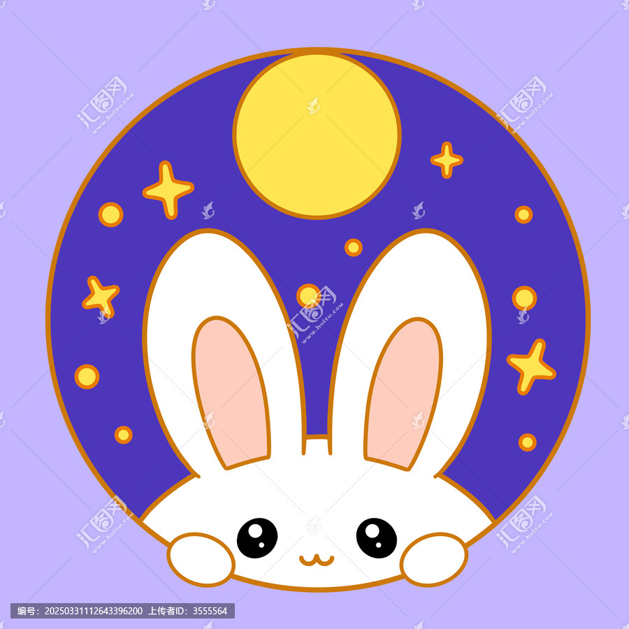 中秋兔子月亮星星卡通插畫