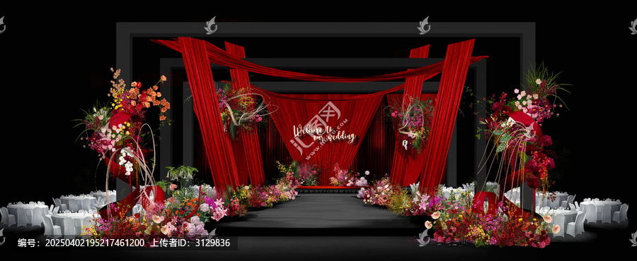 紅色秀場(chǎng)婚禮效果圖