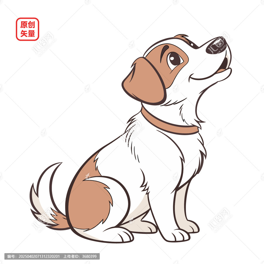 矢量插圖動物簡約蹲坐小狗