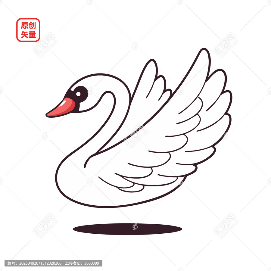 矢量插圖動物簡約線條天鵝