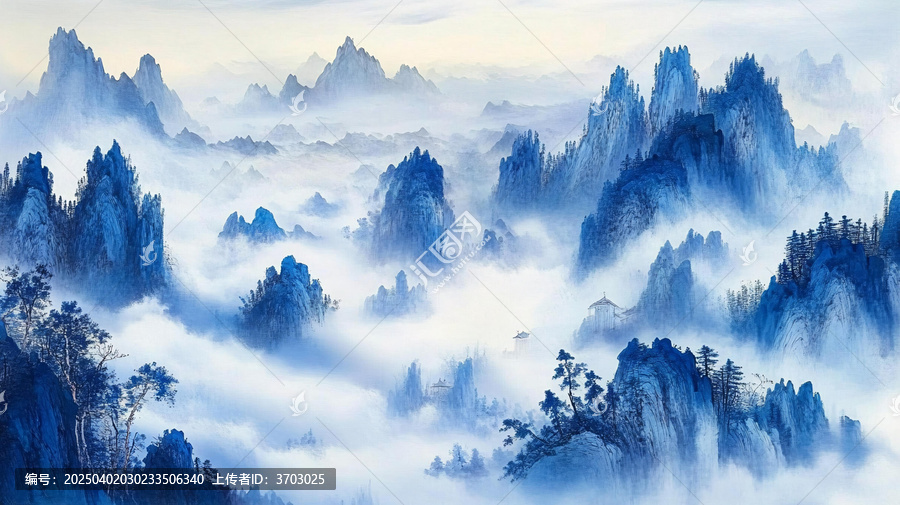 云霧山水畫現代山水畫