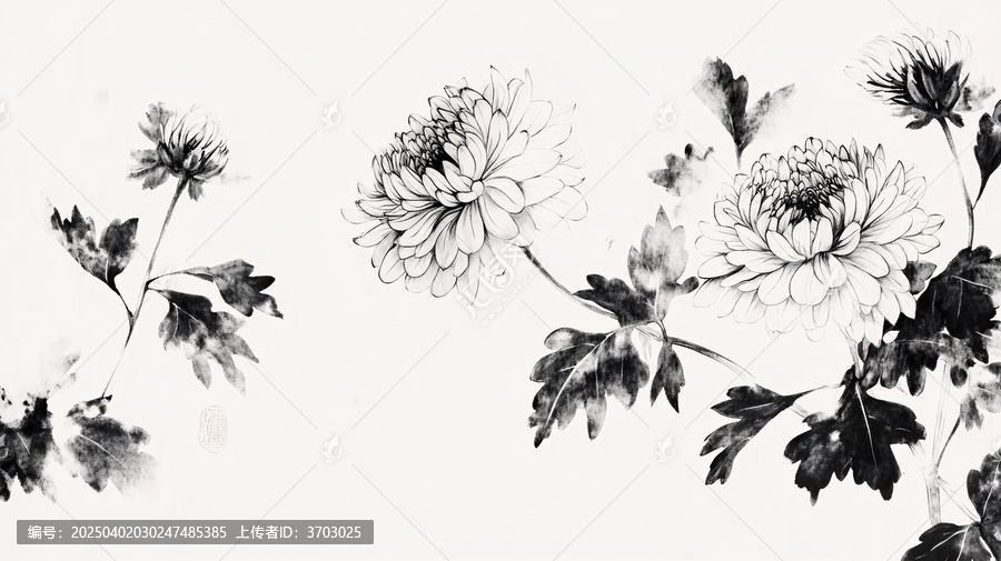 秋菊水墨