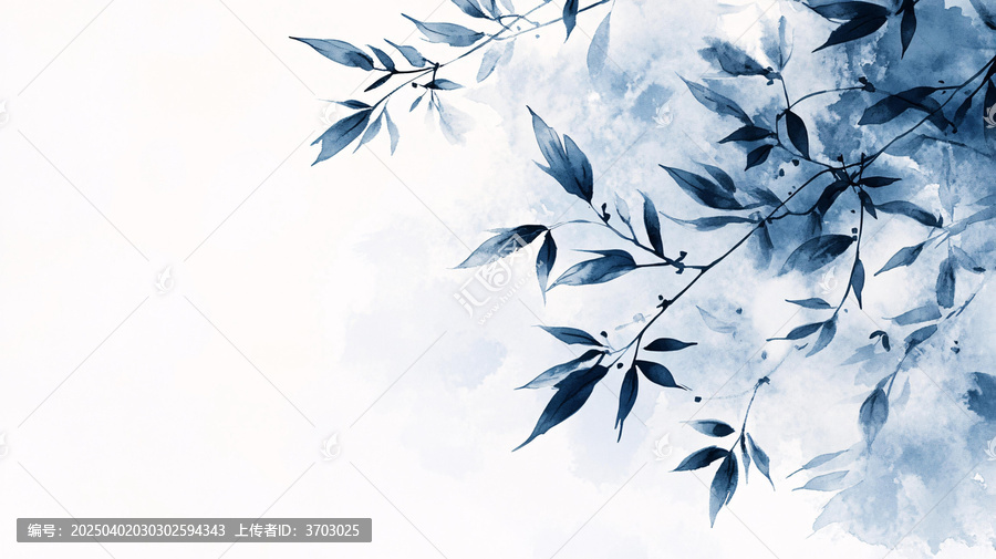 意境水墨竹葉