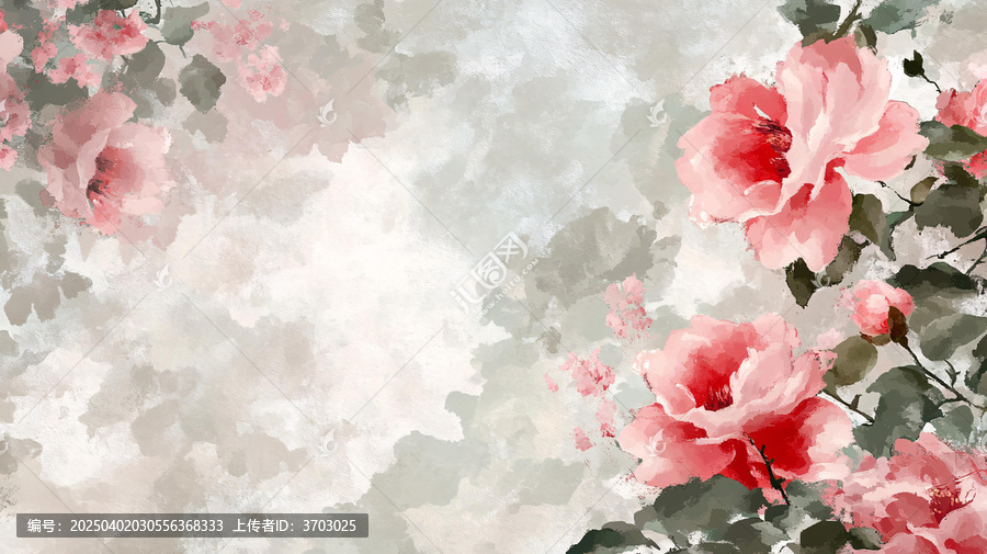 水墨芙蓉花背景