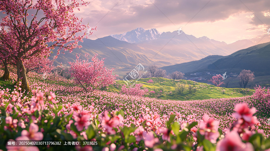 唯美山花意境桃花