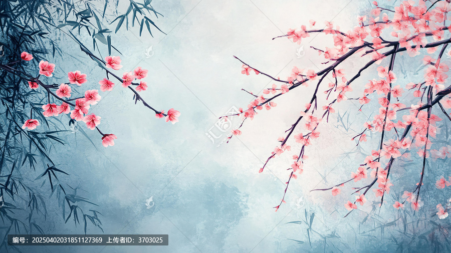 唯美桃花樹(shù)枝背景