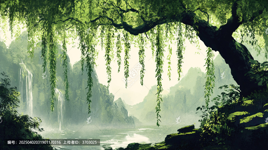 垂柳山水