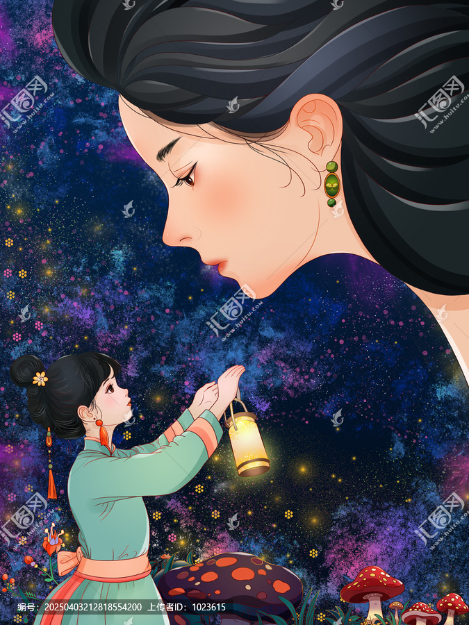 母親女神節(jié)童話兒童主題插畫