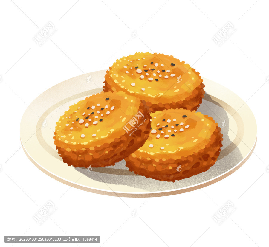 美味耳朵眼炸糕插畫