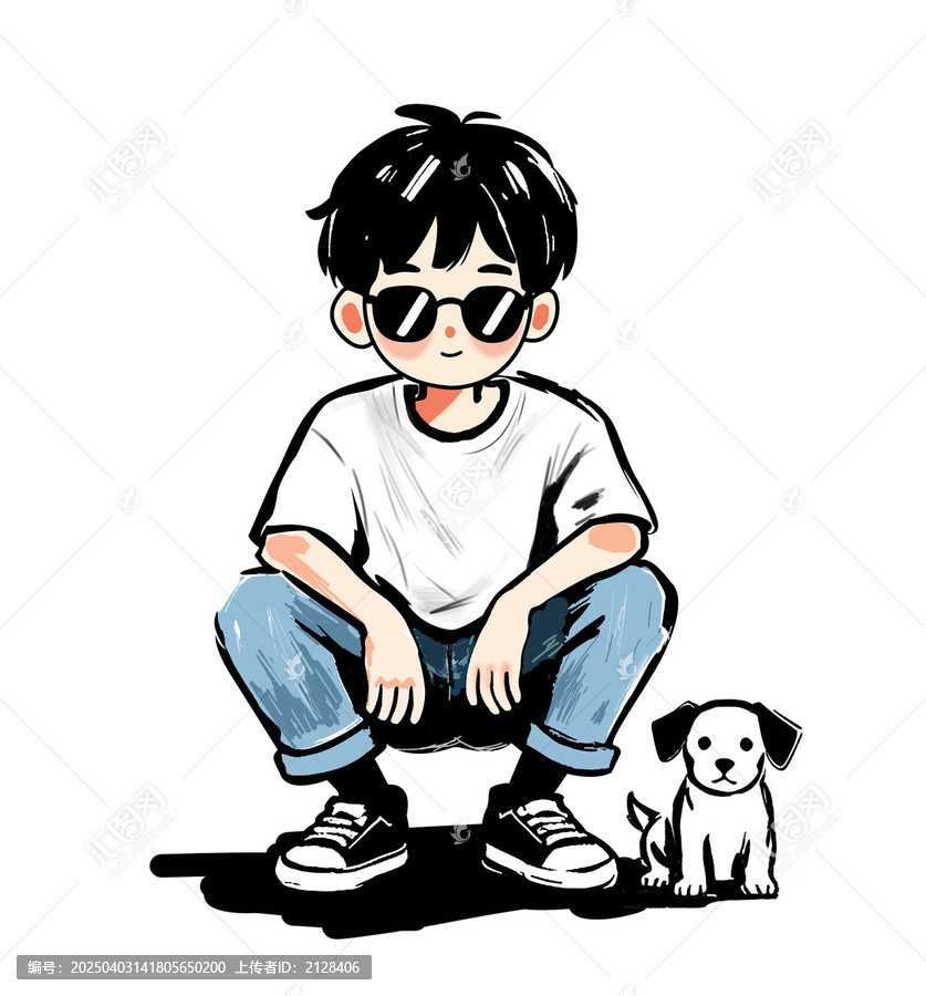 可愛墨鏡小男生