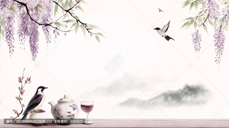 新中式紫藤花