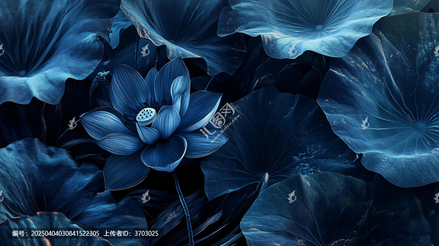 黑底藍(lán)色荷花背景