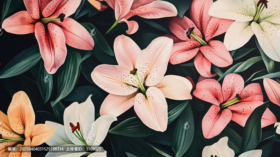 百合花壁畫