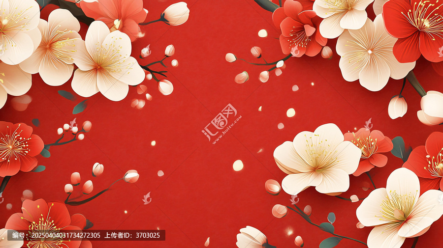 簡紅大氣花朵